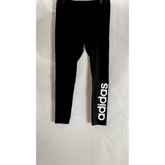 ADIDAS Women's Black/White Essential Linear Pull-On Tights SZ L - Picture 2 of 12
